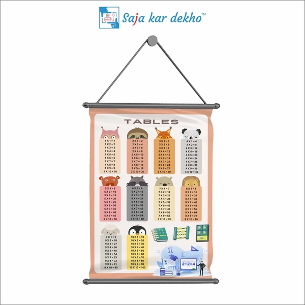 TABLES  Wall Handing Poster For Kids | TABLES With Picture High Quality Weather Resistant HD Wall Poster | 30 x 48 inch |
