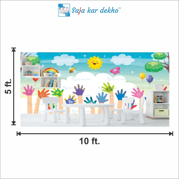Saja kar dekho Wall Handing Wallpaper For Pre School | Picture High Quality Weather Resistant HD Wall Paper | 5 x 10 ft | - 5 x 10 ft