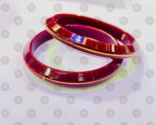 TRJ MAHALAXMI MAROON HUID HALLMARK 916 22KT GOLD KANKAN POLA BANGLES (LAMINATED) 1 PAIR APPROX. WGT: 0.200 GM WITH PURITY SMART CARD. - 22 (2/2)