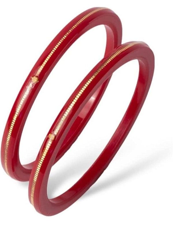 TRJ MAHALAXMI RED POLA EXTRA LITES HUID HALLMARK 916 22KT GOLD POLA BADHANO BANGLES (LAMINATED) 1 PAIR APPROX. WGT: 0.085 GM. (NON EXCHANGEABLE) WITH PURITY SMART CARD - 28 (2/8)