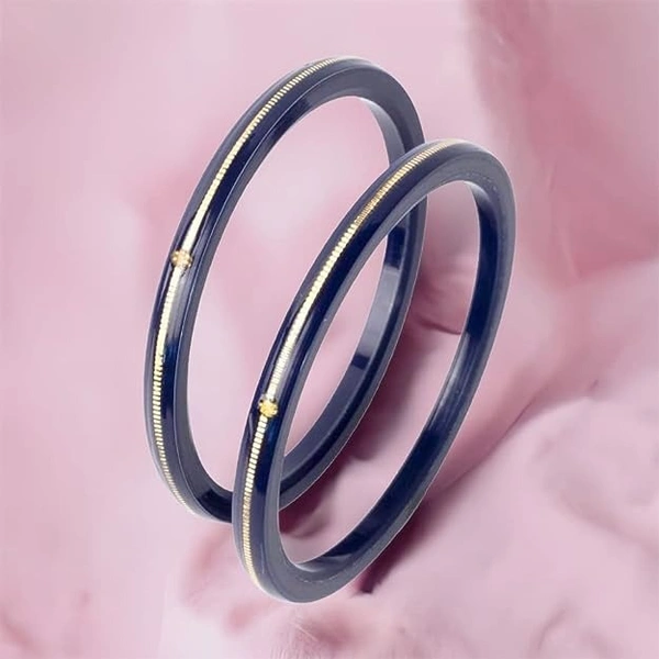 TRJ MAHALAXMI BLUE POLA EXTRA LITES HUID HALLMARK 916 22KT GOLD POLA BADHANO BANGLES (LAMINATED) 1 PAIR APPROX. WGT: 0.085 GM. (NON EXCHANGEABLE) WITH PURITY SMART CARD - 22 (2/2)