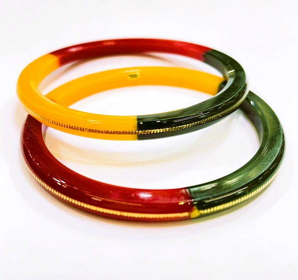 TRJ MAHALAXMI MULTI COLOR HUID HALLMARK 916 22KT GOLD POLA BADHANO BANGLES VIRAL POLA (LAMINATED) 1 PAIR APPROX. WGT: 0.200 GM WITH PURITY SMART CARD - 21 (2/1)