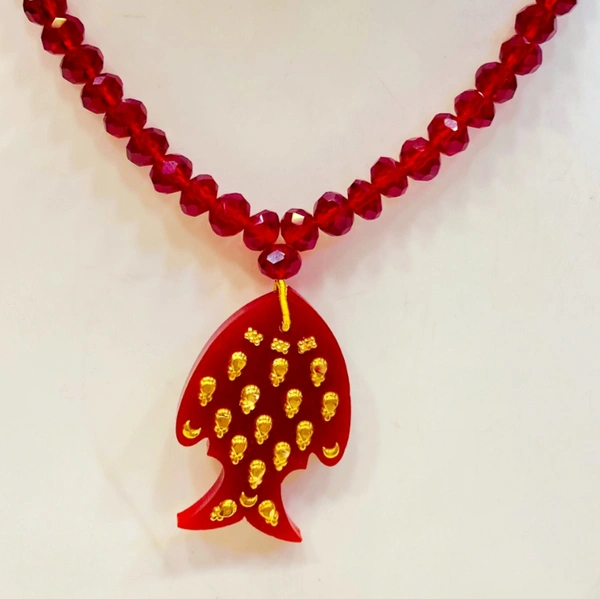 TRJ 22KDM BIG FISH POLA PENDANT APPROX. WGT- 0.280 WITH CRYSTAL TARCEL (1 PIECE).