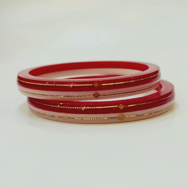 TRJ MAHALAXMI MIXED DOUBLE DEKKER LITE VERSION HUID HALLMARK 916 22KT GOLD POLA BADHANO BANGLES VIRAL POLA (LAMINATED) 1 PAIR APPROX. WGT: 0.220 GM (NON EXCHANGEABLE) - 27