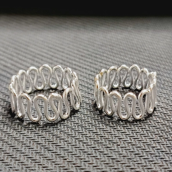 TRJ SILVER TOE RING (BICHIYA) ADJUSTABLE DESIGN (1 PAIR) WGT: 4.500-5.00 GRAM  - ADJUSTABLE