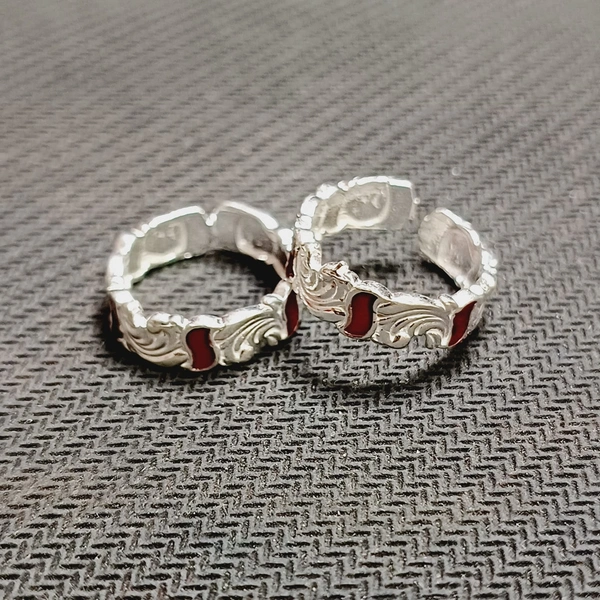TRJ SILVER TOE RING (BICHIYA) ADJUSTABLE DESIGN (1 PAIR) WGT: 3.500-4.00 GRAM 