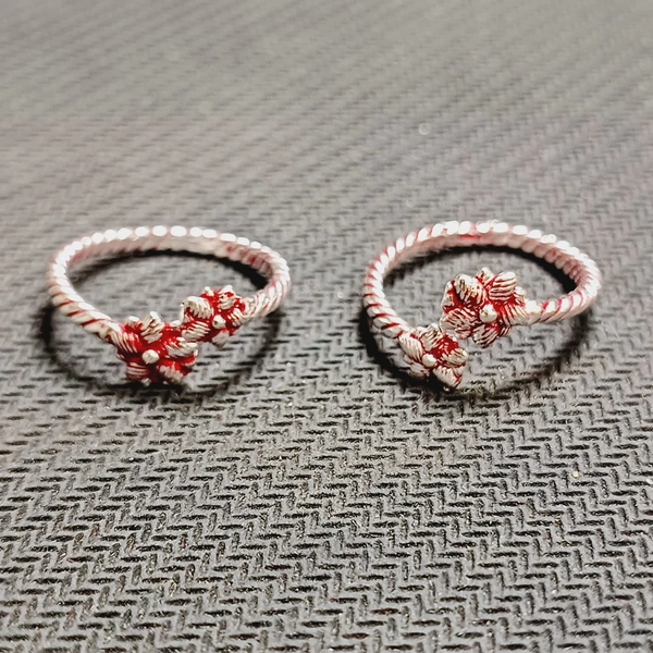 TRJ SILVER TOE RING (BICHIYA) ADJUSTABLE DESIGN (1 PAIR) WGT: 2.500-3.00 GRAM 