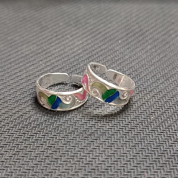 TRJ SILVER TOE RING (BICHIYA) ADJUSTABLE DESIGN (1 PAIR) WGT: 3.500-4.00 GRAM 