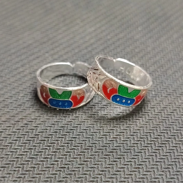 TRJ SILVER TOE RING (BICHIYA) ADJUSTABLE DESIGN (1 PAIR) WGT: 3.500-4.00 GRAM 