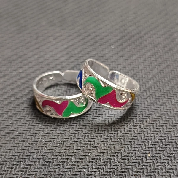 TRJ SILVER TOE RING (BICHIYA) ADJUSTABLE DESIGN (1 PAIR) WGT: 3.500-4.00 GRAM 