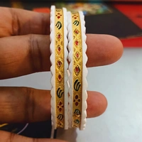 TRJ D5 ARRU JEWELRY LAZER LAMINATED MINAKARI ORIGINAL SAKHA HALLMARK 916 22KT GOLD SAKHA BADHANO APPROX. WGT: 1.00 GM (1 PAIR) WITH PURITY SMART CARD. - 24