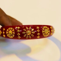 RED SOPY KDM GOLD BRACELET POLA BADHANO 1 PIECE APPROX WGT: 0.500 GM FOR WOMEN. - 26