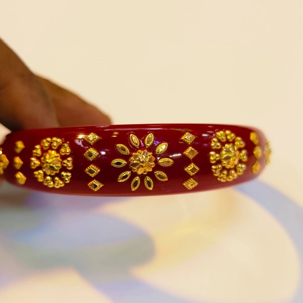RED SOPY KDM GOLD BRACELET POLA BADHANO 1 PIECE APPROX WGT: 0.500 GM FOR WOMEN. - 26