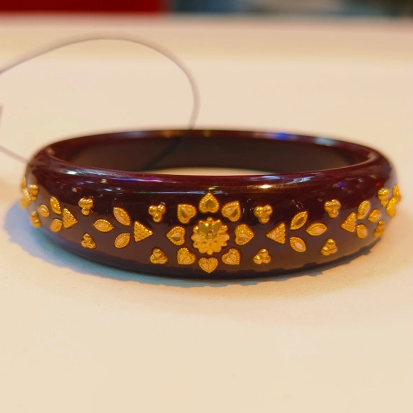MAROON TENOR KDM GOLD BRACELET POLA BADHANO 1 PIECE APPROX WGT: 0.500 GM FOR WOMEN. - 28
