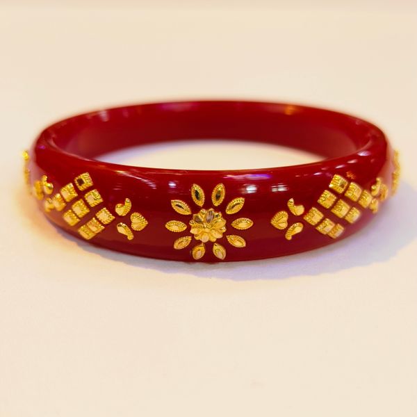 RED SUTI1 KDM GOLD BRACELET POLA BADHANO 1 PIECE APPROX WGT: 0.500 GM FOR WOMEN. - 24