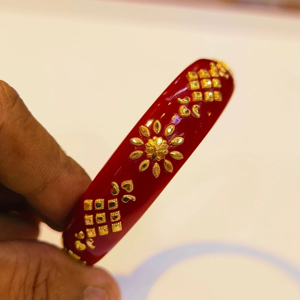 RED SUTI1 KDM GOLD BRACELET POLA BADHANO 1 PIECE APPROX WGT: 0.500 GM FOR WOMEN. - 28