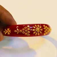 RED SUTI KDM GOLD BRACELET POLA BADHANO 1 PIECE APPROX WGT: 0.500 GM FOR WOMEN. - 24