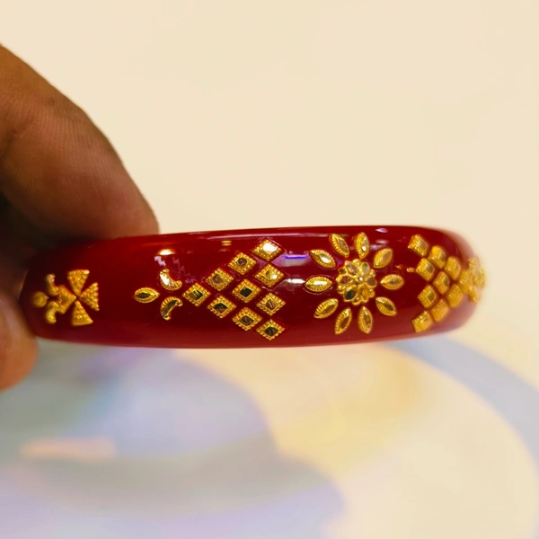 RED SUTI KDM GOLD BRACELET POLA BADHANO 1 PIECE APPROX WGT: 0.500 GM FOR WOMEN. - 24