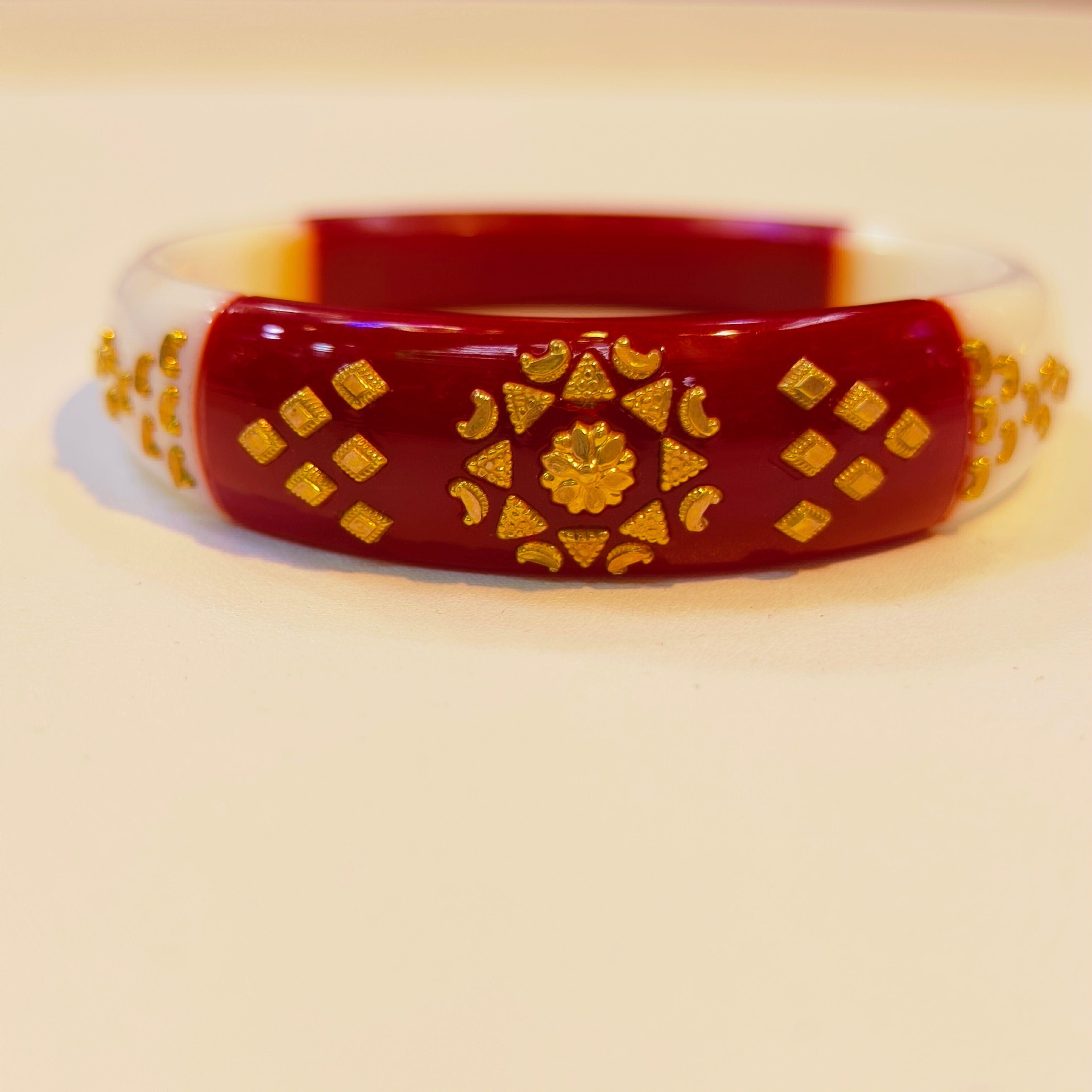 Traditional Gold Binding Shakha Pola Bangles/red Gold Bangle Pack of  4/acrylic Bangle for Women/bangles for Gold Binding Womens/bangoli - Etsy