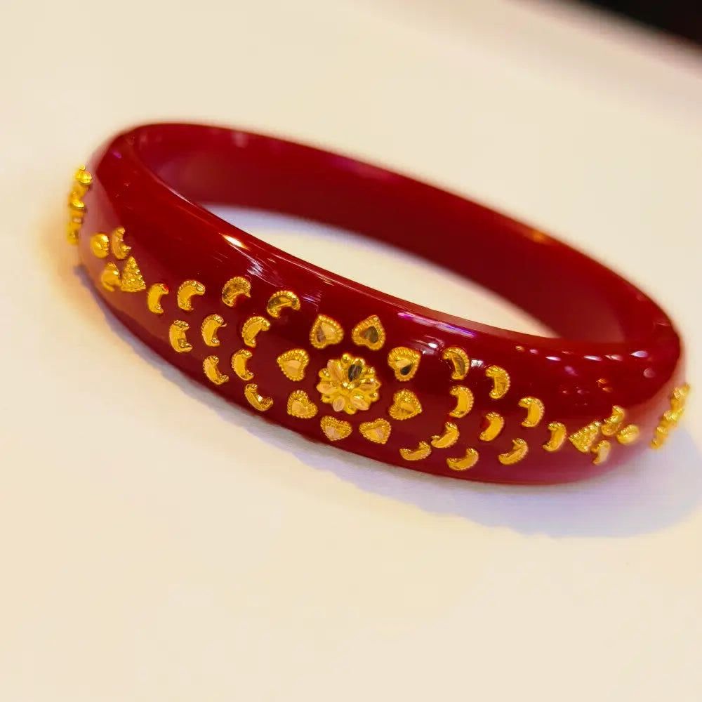 Handmade Pola Gold Plated Acrylic Bangle for Women, Red Pack of 2 - Etsy