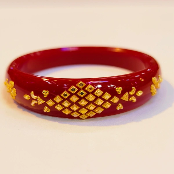 RED MINIMAL KDM GOLD BRACELET POLA BADHANO 1 PIECE APPROX WGT: 0.500 GM FOR WOMEN. - 26