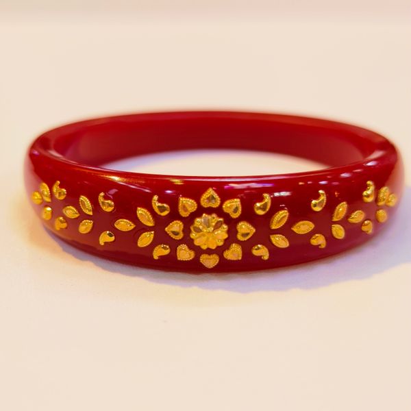 RED SANGI KDM GOLD BRACELET POLA BADHANO 1 PIECE APPROX WGT: 0.500 GM  FOR WOMEN. - 22