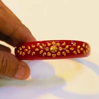 RED SANGI KDM GOLD BRACELET POLA BADHANO 1 PIECE APPROX WGT: 0.500 GM  FOR WOMEN. - 26