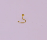 18KT YELLOW GOLD HANDMADE DIAMOND CUT DESIGN L BAND TINY NOSE PIN 1 PIECE FOR REGULAR WEAR. - 2MM D CUT