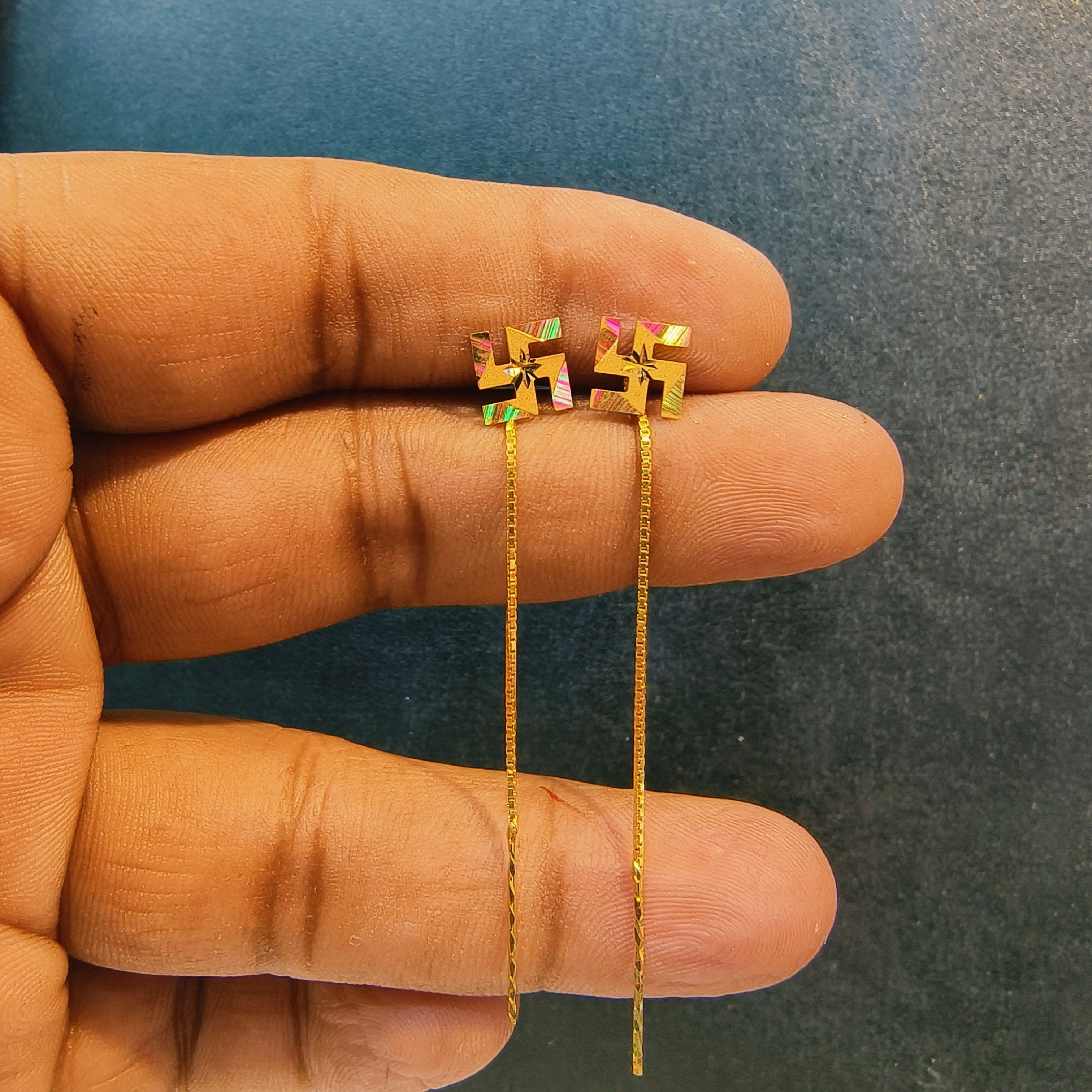 Gold swastik design deals earrings