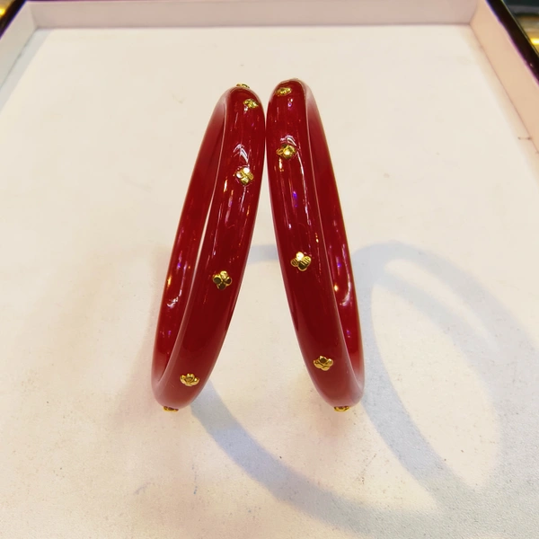 RED DOTS KDM GOLD POLA BADHANO (1 PAIR) APPROX WGT: 0.250 GM  - 24