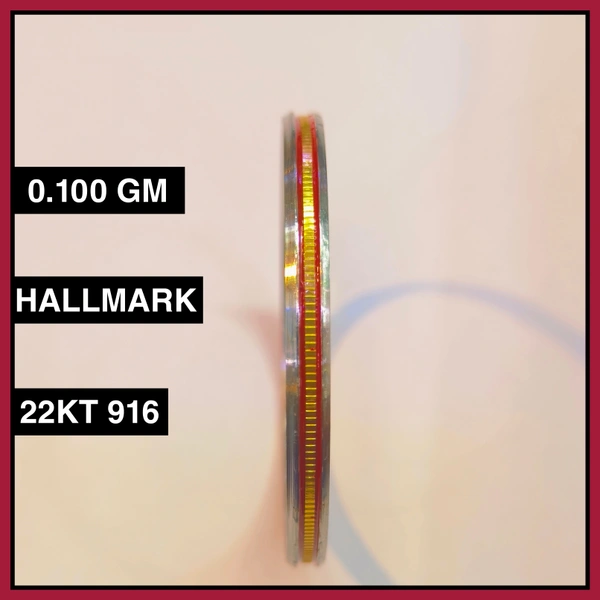 RED 22KT 916 HALLMARK VIRAL NOA PREMIUM LASER LAMINATED (1 PIECE) APPROX WGT: 0.100 GM (NON MARK) WITH CERTIFICATE. - 24