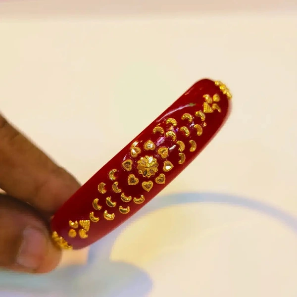 RED VERDY KDM GOLD BRACELET FULL DESIGN POLA BADHANO 1 PIECE APPROX WGT: 0.850 FOR WOMEN. - 24