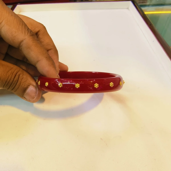 RED VERDY KDM GOLD BRACELET FULL DESIGN POLA BADHANO 1 PIECE APPROX WGT: 0.850 FOR WOMEN. - 24
