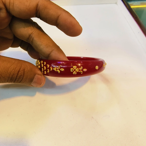 RED VERDY KDM GOLD BRACELET FULL DESIGN POLA BADHANO 1 PIECE APPROX WGT: 0.850 FOR WOMEN. - 24