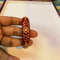RED VERDY KDM GOLD BRACELET FULL DESIGN POLA BADHANO 1 PIECE APPROX WGT: 0.850 FOR WOMEN. - 24