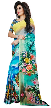 Kalaa Varsha Sarees Kalaa Varsha Digital Print Georgette Saree (11104_Light Blue)