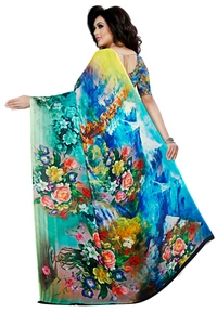 Kalaa Varsha Sarees Kalaa Varsha Digital Print Georgette Saree (11104_Light Blue)