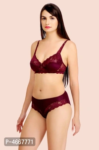Women Cotton Bra Panty Set for Lingerie Set ( Pack of 2 ) - 36