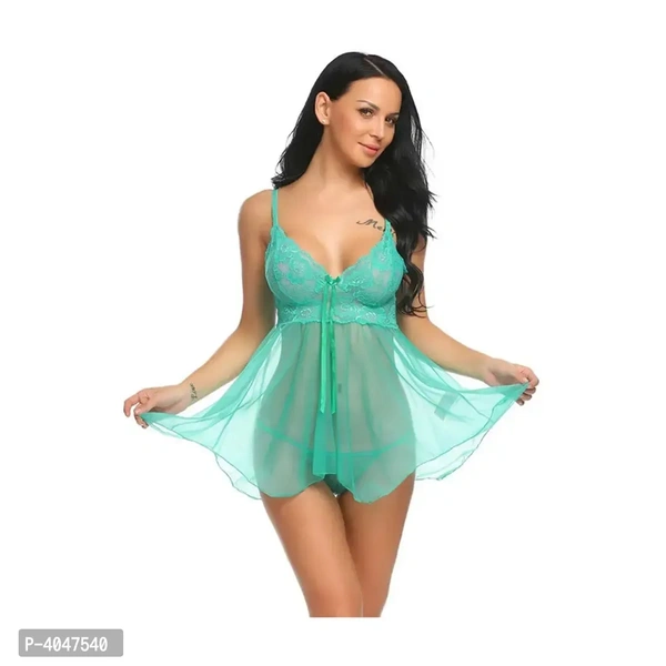 Women Babydoll Nightwear with Panty Rose Red