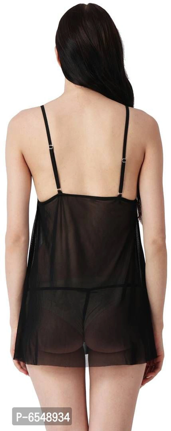 Net Black Solid Sexy Netted Baby Doll For Women