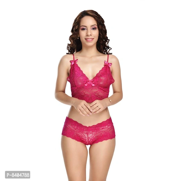 Stylish Pink Net Lace Baby Dolls For Women