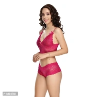 Stylish Pink Net Lace Baby Dolls For Women