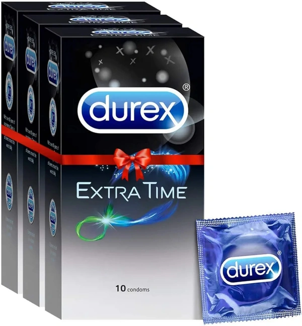 Durex Extra Time Condoms for Men - 10 Count (Pack of 3)