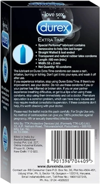 Durex Extra Time Condoms for Men - 10 Count (Pack of 3)