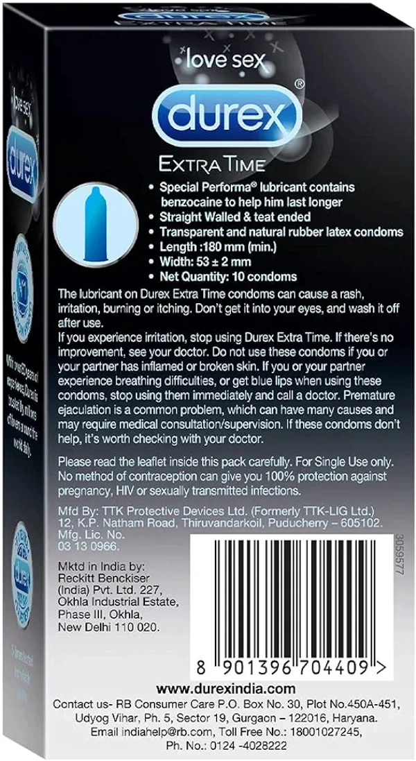 Durex Extra Time Condoms for Men - 10 Count (Pack of 3)