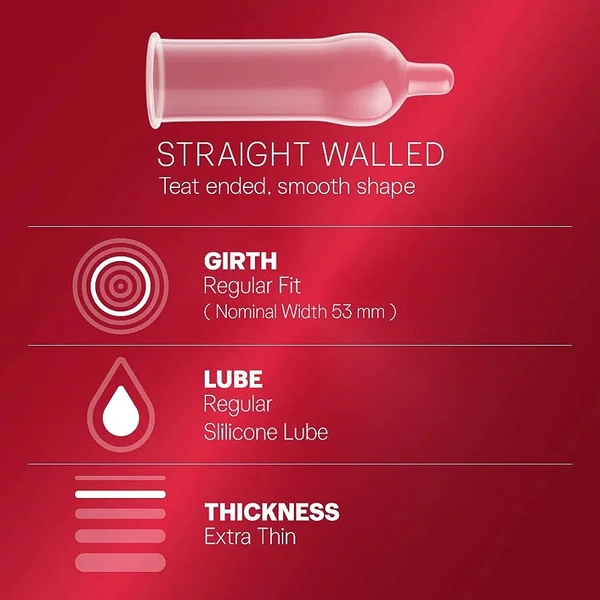 Durex Extra Thin Condoms for Men - 10 Count | Suitable for use with lubes & toys