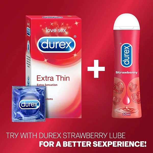 Durex Extra Thin Condoms for Men - 10 Count | Suitable for use with lubes & toys