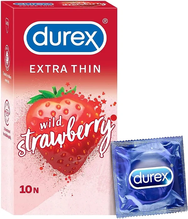 Durex Extra Thin Wild Strawberry Condoms For Men - 10s