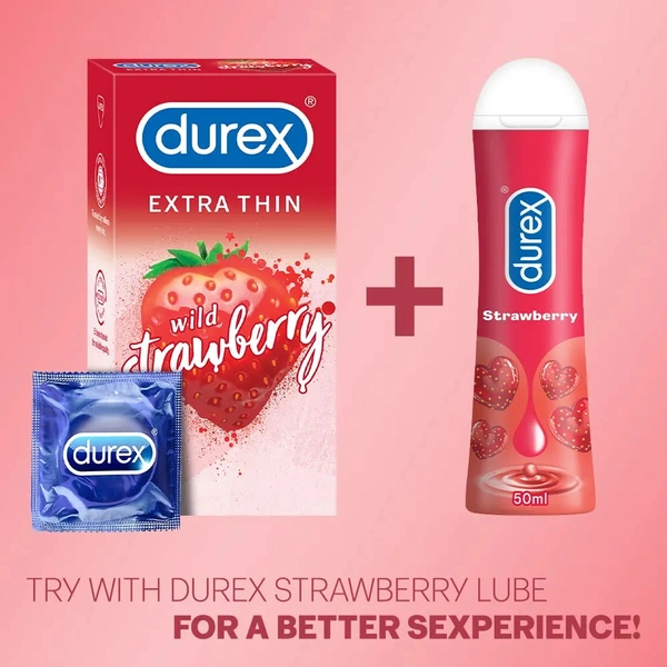 Durex Extra Thin Wild Strawberry Condoms For Men - 10s
