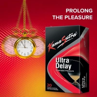 KamaSutra Ultradelay Extra time Condoms for men Count 20 with Aloe Vera Lube Water Lubricant 50ml